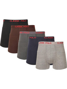 Classic Polo - Men Cotton Solid Relaxed Fit Multicolor Trunks (Pack of 5)