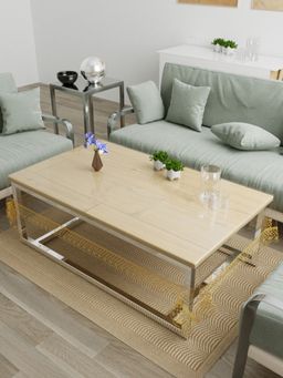 The Home Story - Centre Table Cover, 40 X 60 Inches, PVC, Anti Slip, Golden Lace Tipping