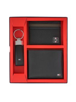 Tommy Hilfiger - Salto Men Wallet Card Case Keyfob Gift Set Black Olive