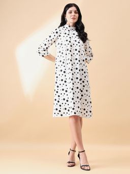 Powersutra - Polka Dot A-Line Dress Black and White