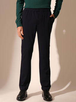 Selected - Men Navy Blue Solid Casual Trouser
