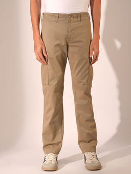 Selected - Men Beige Solid Cargo