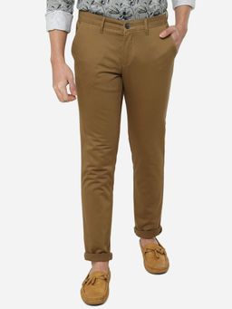 Greenfibre - Men's Solid Khaki Cotton Neo Fit Casual Trouser