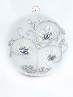 A Clutch Story - Pristine Round Hand Embroidered Clutch