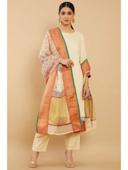 Soch - Women Beige Crepe Solid - Plain Suit (Set of 3)