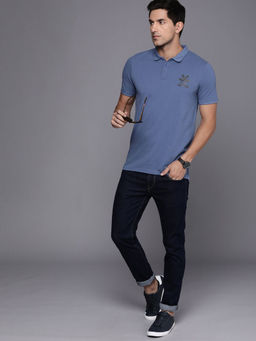 WROGN - Logo Printed Blue Polo T-Shirt