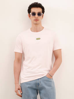 WROGN - Slim Fit Placement Printed Pink T-Shirt