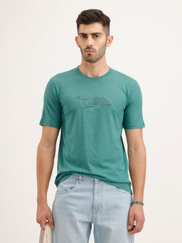WROGN - Slim Fit Embroidered Green T-Shirt