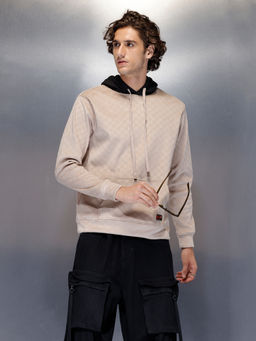 WROGN - Mens Check And Black Hoodie Sweatshirt