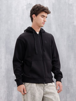 WROGN - Men’S Solid Zip-Up Hoodie neck Black Jacket