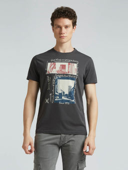 Pepe Jeans - Grey Graphic Print Short Sleeved T-Shirt