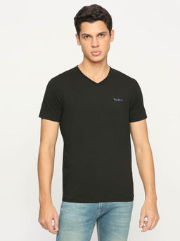 Pepe Jeans - Black V Neck Short Sleeve T-Shirt