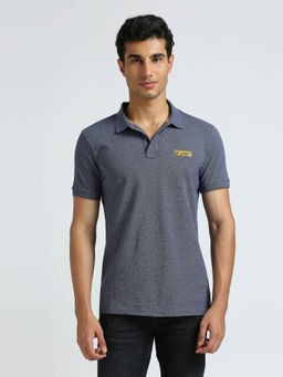 Pepe Jeans - Blue Ribbed Collar Short Sleeved Polo T-Shirt
