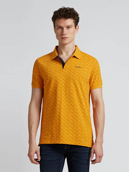 Pepe Jeans - Yellow Typographic Print Short Sleeved Polo T-Shirt