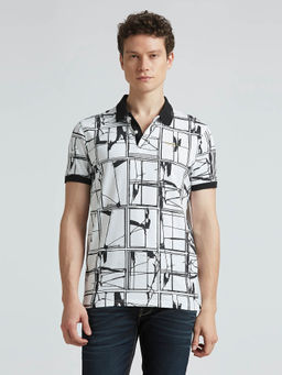 Pepe Jeans - Black Abstract Print Short Sleeve Polo T-Shirt