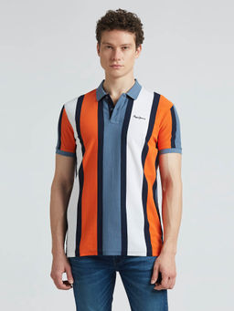Pepe Jeans - Orange Stripes Short Sleeved Polo T-Shirt