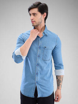 Spykar - Men Blue Full Sleeve Slim Fit Casual Shirt