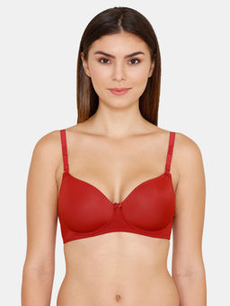 Zivame - Padded Non Wired Medium Coverage Bra - Red