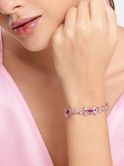 Estele - Rosegold-Finish Ruby CZ Elegant Bracelet for Women and Girls