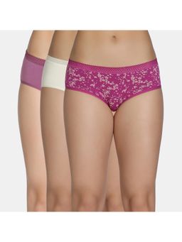 Zivame - Multi-Color Low Rise Full Coverage Hipster Panty (Pack Of 3)