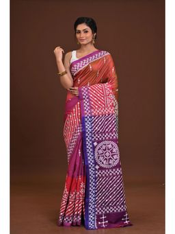 Ramshyam Collection - Womens Silk Printed Bronze Saree with Unstitched Blouse