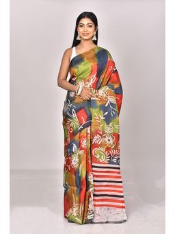 Ramshyam Collection - Womens Daily Wear Silk Printed Multi-Color Saree with Unstitched Blouse