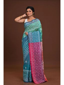 Ramshyam Collection - Womens Silk Printed Blue Saree with Unstitched Blouse