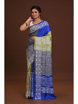 Ramshyam Collection - Womens Kantha Silk Printed Black Saree with Unstitched Blouse