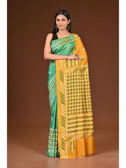 Ramshyam Collection - Womens Kantha Silk Colorblock Multi-Color Saree with Unstitched Blouse