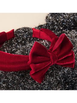Accessorize London - Girls Red Velvet Bow Alice Hair Band