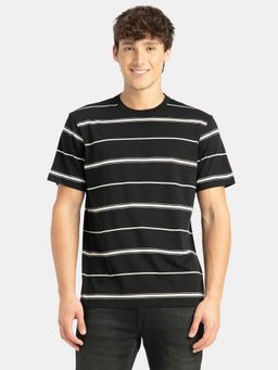 Jockey - 2715 Men Cotton Rich Striped Round Neck T-Shirt - Black