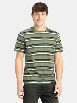 Jockey - 2715 Men Cotton Rich Striped Round Neck T-Shirt - Green