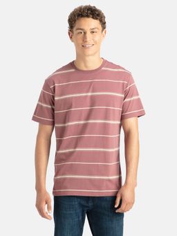 Jockey - 2715 Men Cotton Rich Striped Round Neck T-Shirt - Pink