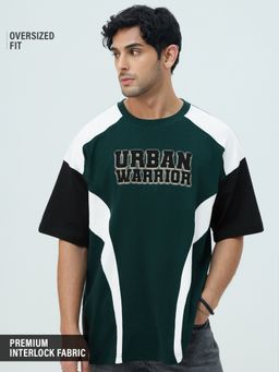 The Souled Store - Colorblock: Urban Warrior Green T-Shirt
