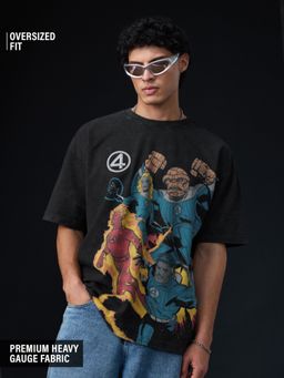 The Souled Store - Marvel: Fantastic Four In Space Black T-Shirt