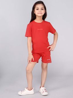 DDOUDDOU - Red Casual Solid Plain Short Set (Pack of 2)