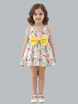 KEVORA APPARELS - Off White Casual Printed Polycotton 1 Dress
