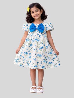 KEVORA APPARELS - White Casual Floral Polycotton 1 Dress