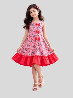 KEVORA APPARELS - Pink Casual Floral Polycotton 1 Dress