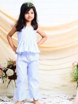 Pink Cow - Blue Casual Stripes Cotton Co-ord Sets