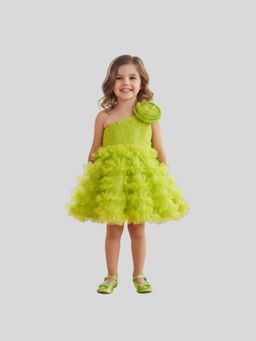 Pink Cow - Green Party Floral Net 1 Dress