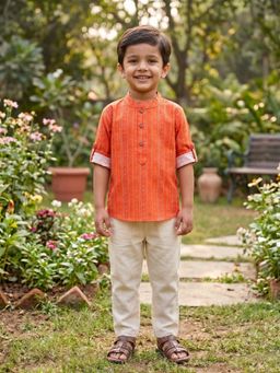 Desi Soota - Orange Casual Printed Cotton 1 Kurta
