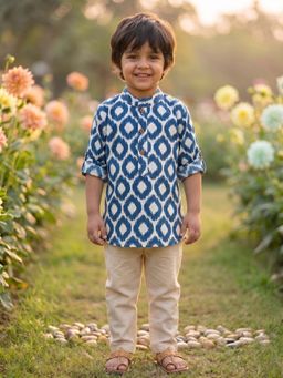 Desi Soota - Blue Casual Printed Cotton 1 Kurta