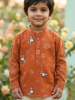 Desi Soota - Rust Casual Printed Cotton 1 Kurta