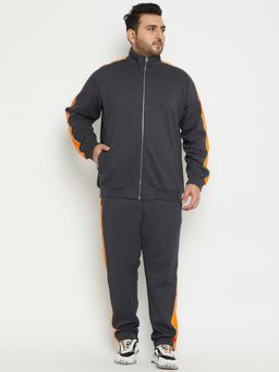 Club York - Anthra Melange Mandarin Neck Plus Size Sweatshirt