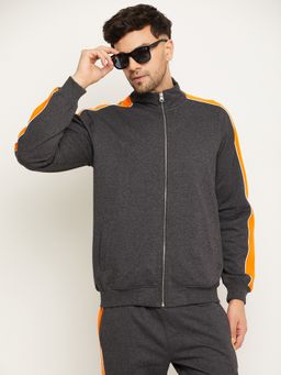 Club York - Anthra Melange Mandarin Neck Sweatshirt
