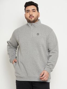 Club York - Light Grey High Neck Plus Size Sweatshirt