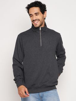 Club York - Black Anthra Melange High Neck Sweatshirt