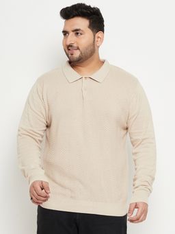 Club York - Beige Polo Neck Plus Size Sweater