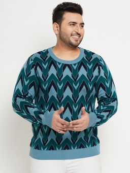 Club York - Green Round Neck Plus Size Sweater